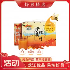 【特惠商品】鸡西特产 雪灯笼棘汁蜜沙棘果汁 300毫升*12罐/箱 口感酸甜，富含vc 包邮
