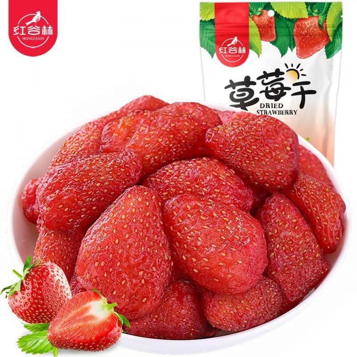 红谷林水果干100g*8袋（草莓、黄桃各4袋）  包邮