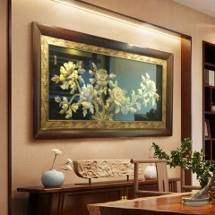同江市街津口乡 伊玛哈鱼皮传统工艺 鱼皮画 牡丹花 1.3*0.65M 富贵吉祥 包邮