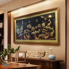 同江市街津口乡 伊玛哈鱼皮传统工艺 鱼皮画 1.5*0.75M 连年有余 包邮