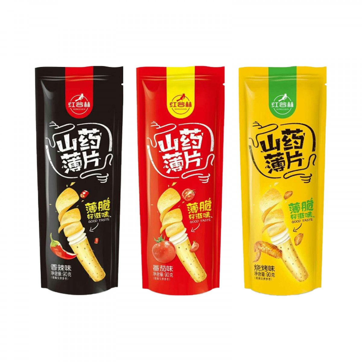 红谷林 山药薄片香辣味 90g*4袋 单独包装 开袋即食 包邮