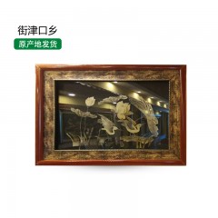龙江特产 伊玛哈鱼皮传统工艺 鱼皮画  0.65*0.50M 白鹭富贵 包邮
